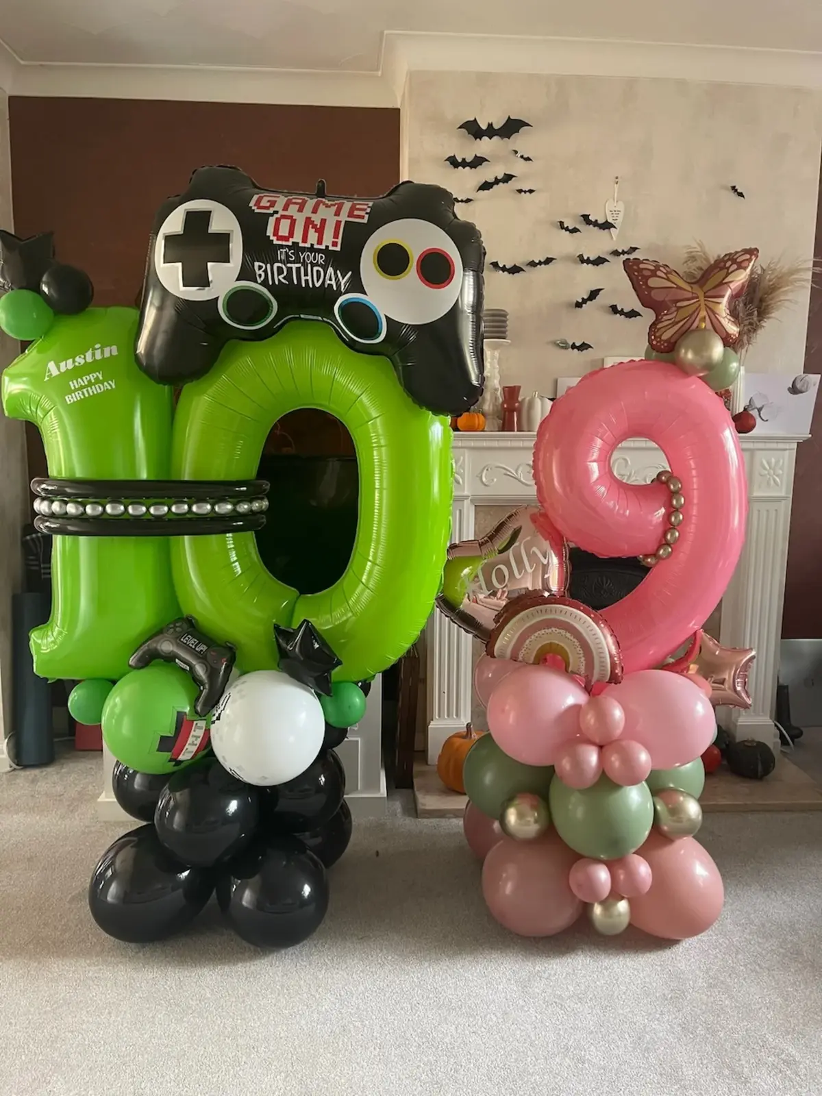 Number stack balloon decoration for a birthday